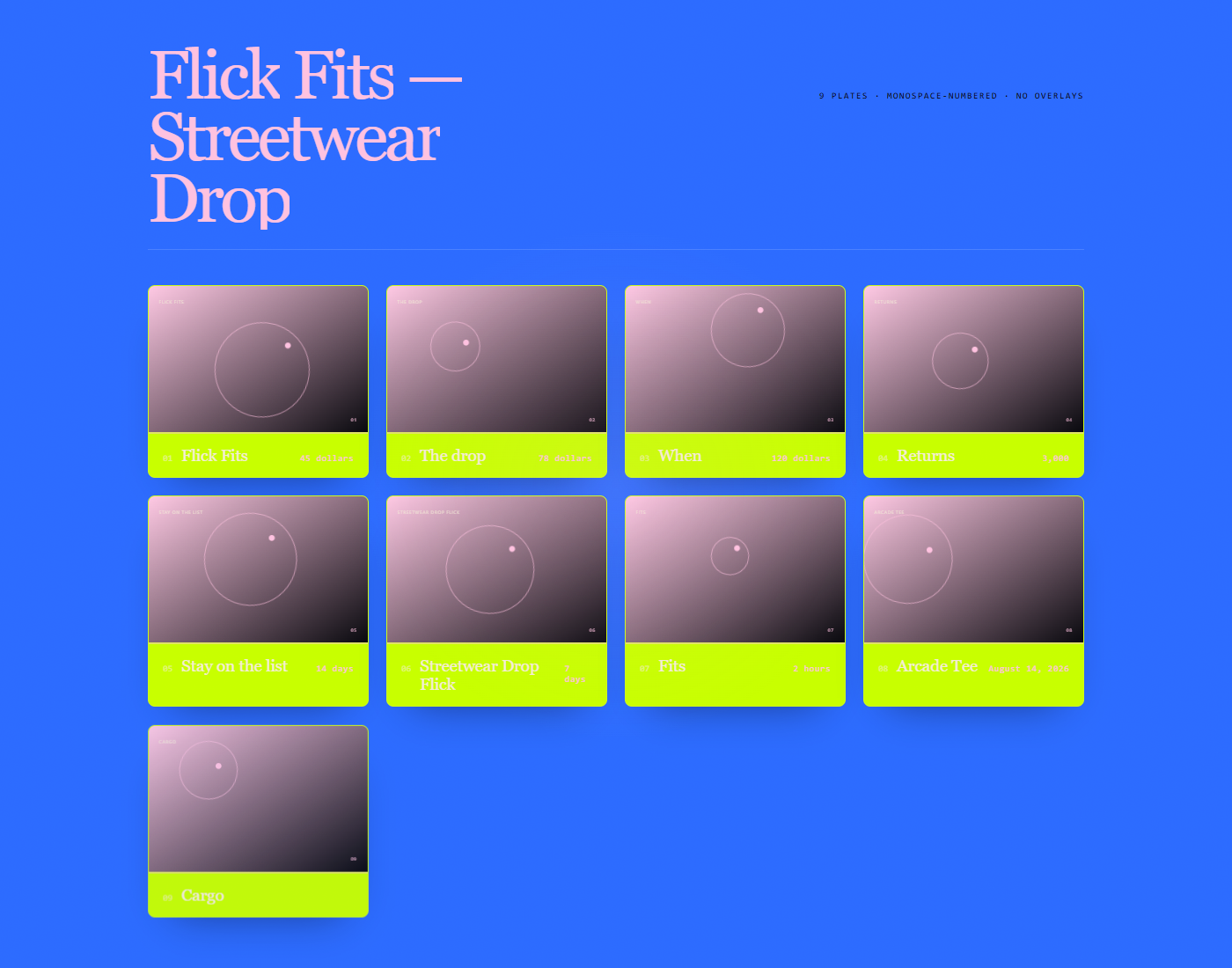 Flick Fits Auto — electric-blue photography folio