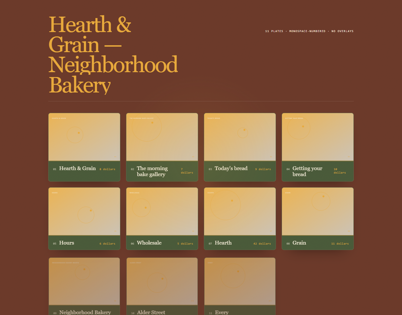 Hearth & Grain Auto — crust-brown bakery folio