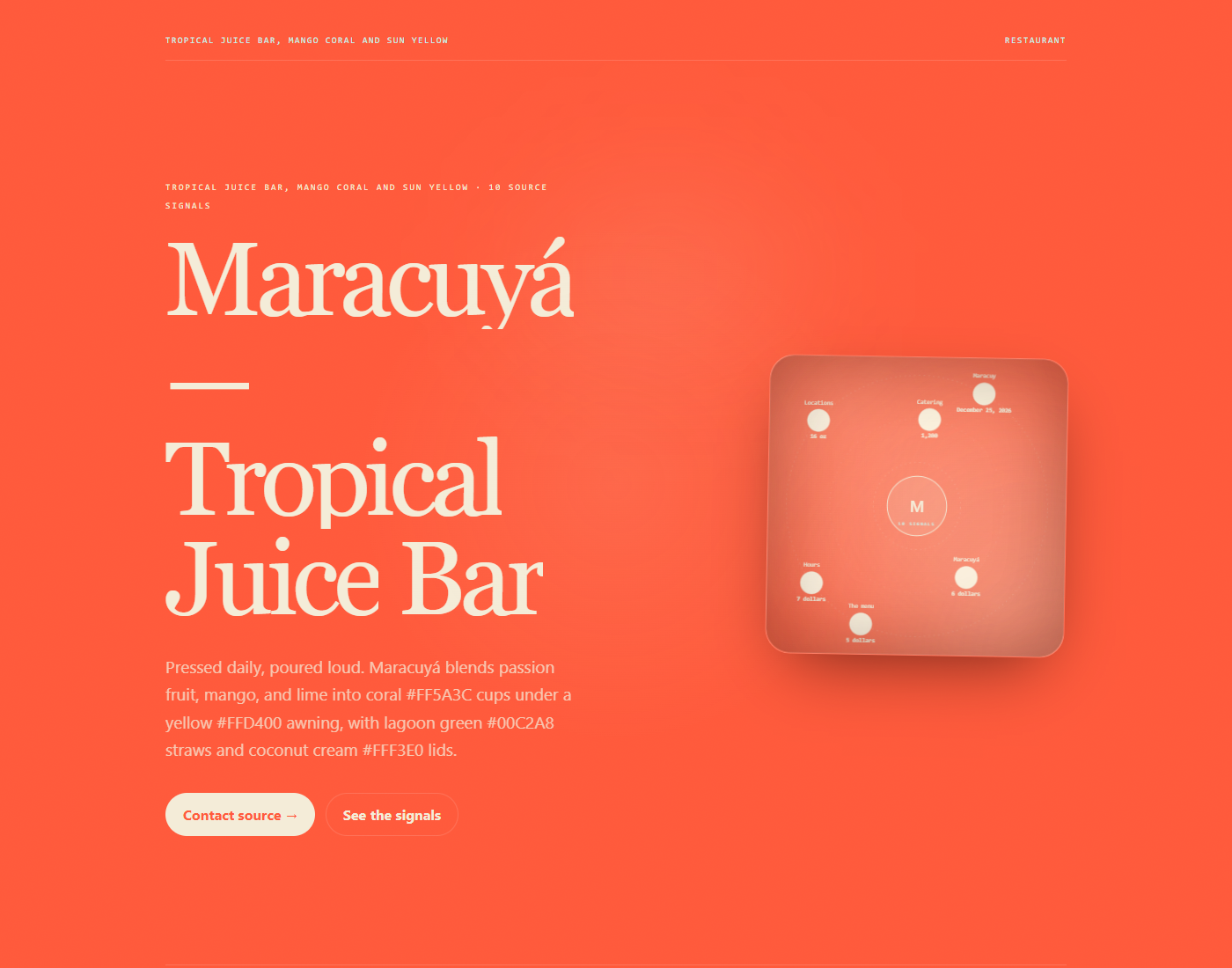 Maracuyá Auto — coral product landing