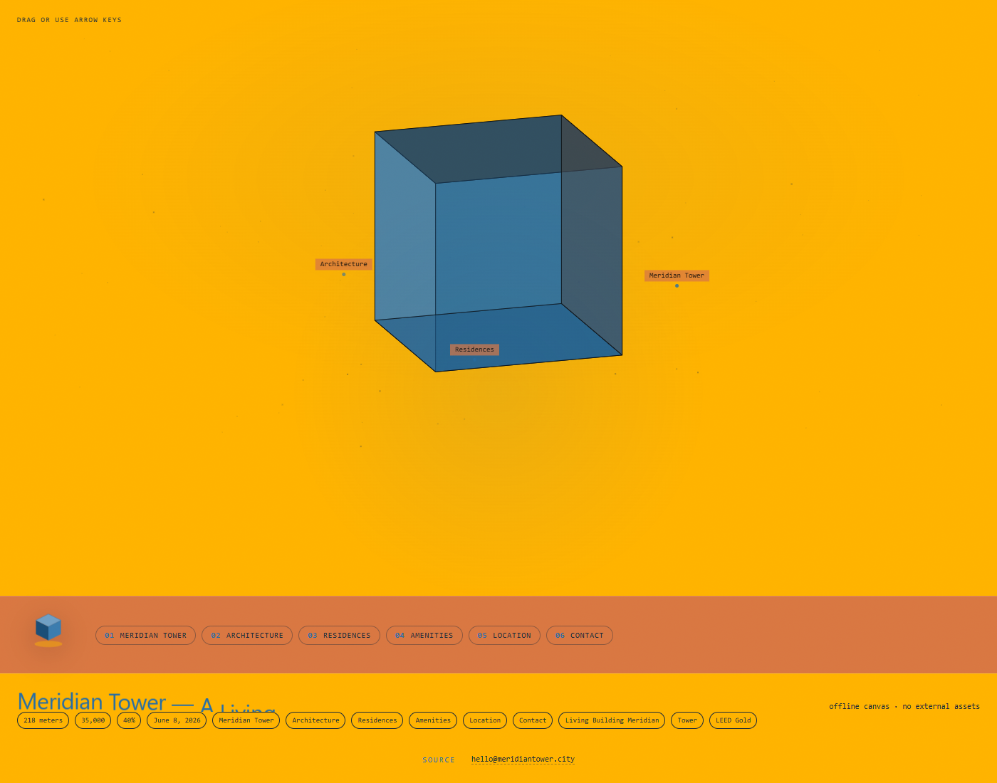 Meridian Auto — amber 3D object